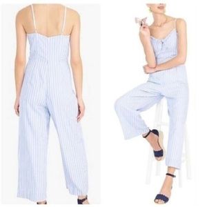 J.Crew blue and white striped wide leg jumpsuit